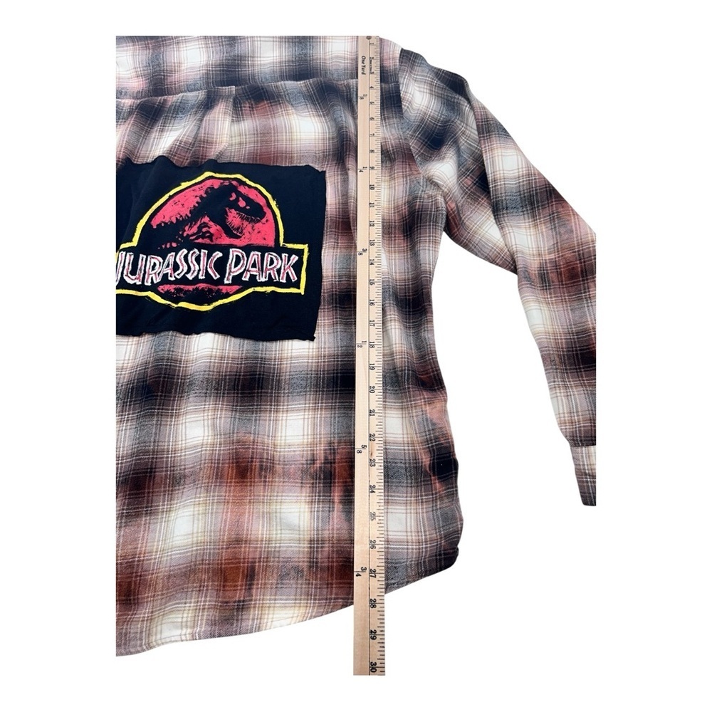 Jurassic Park Custom Bleached Flannel Shirt Croft & Barrow XL Movie Logo - Picture 4 of 12